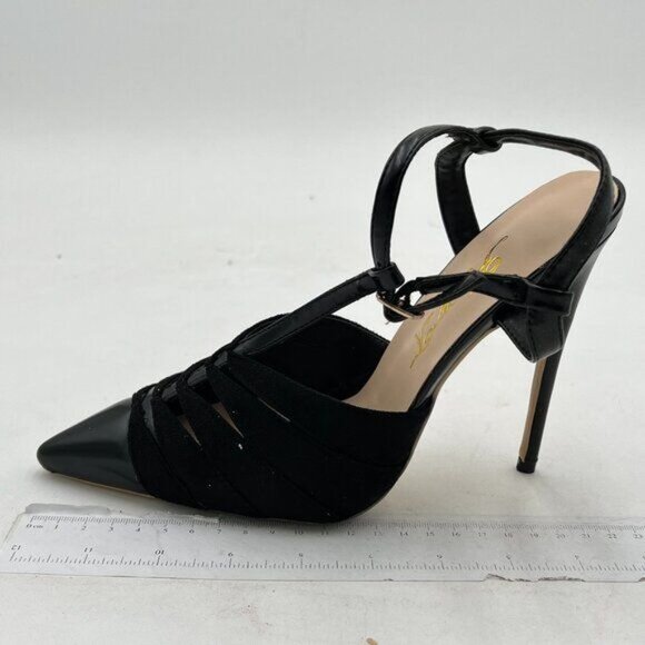 FOWT Women Fashion Closed Pointy Toe Ankle Strap Pumps Strappy Low Stiletto - Picture 3 of 8